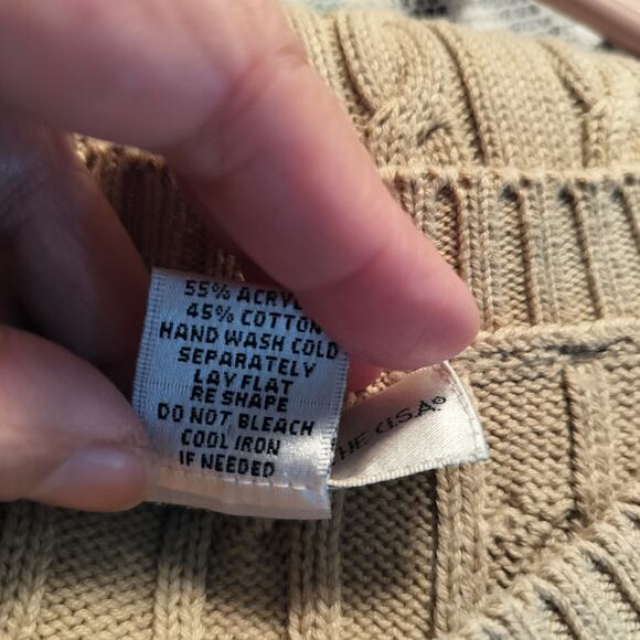 4453)Vtg Girls Scouts of the USA 2 pcs Beige Cable Knit Sweater and Vest Large - Picture 11 of 11